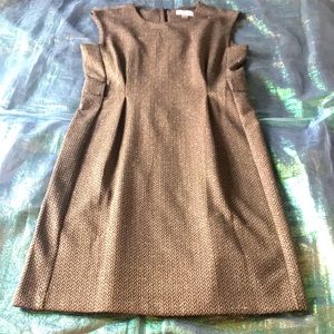 Calvin Klein Sheath Dress with Crew Neck in Metallic Herringbone Size 8